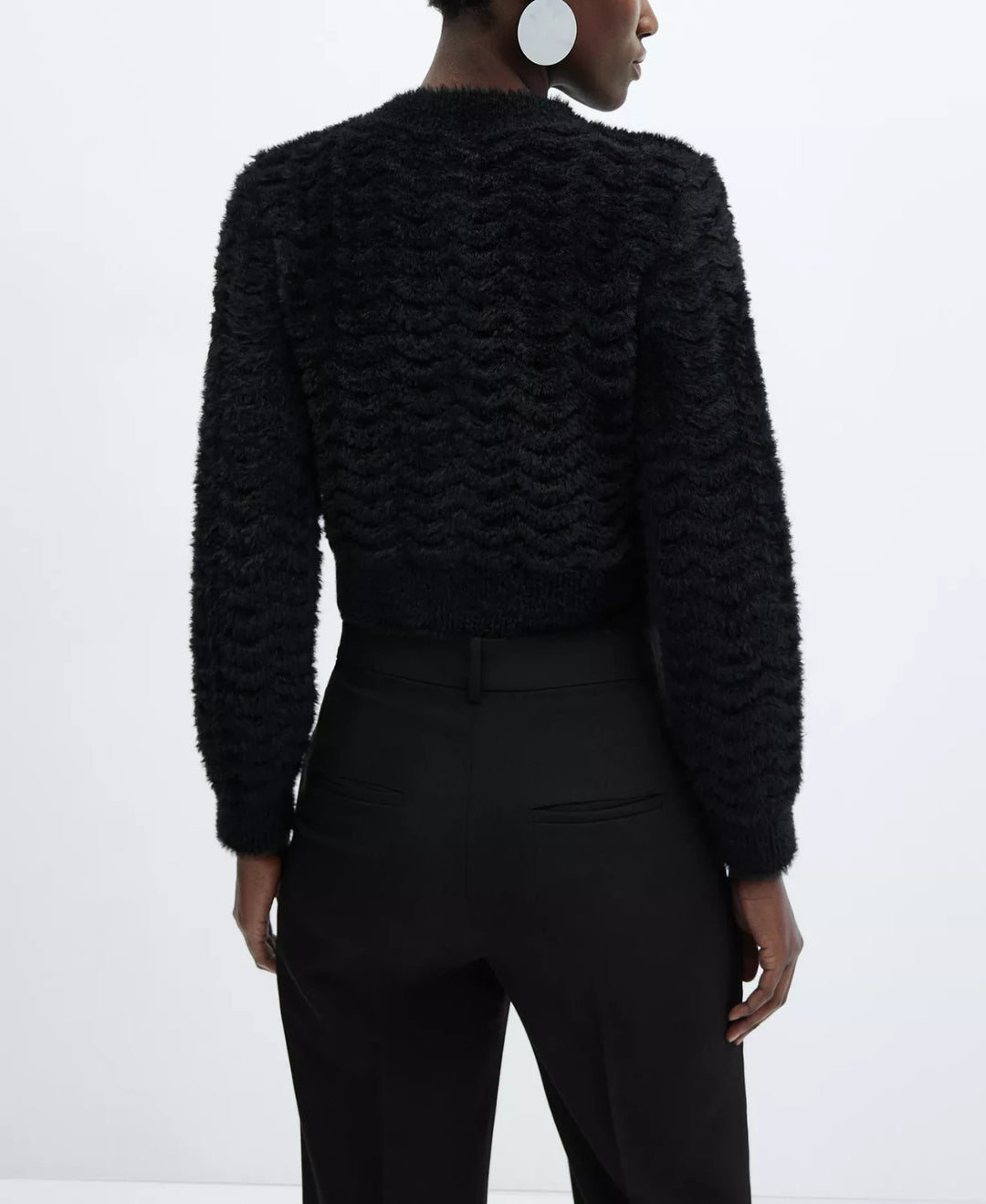 MANGO Women's Faux Fur Knit Cardigan MSRP $99.99