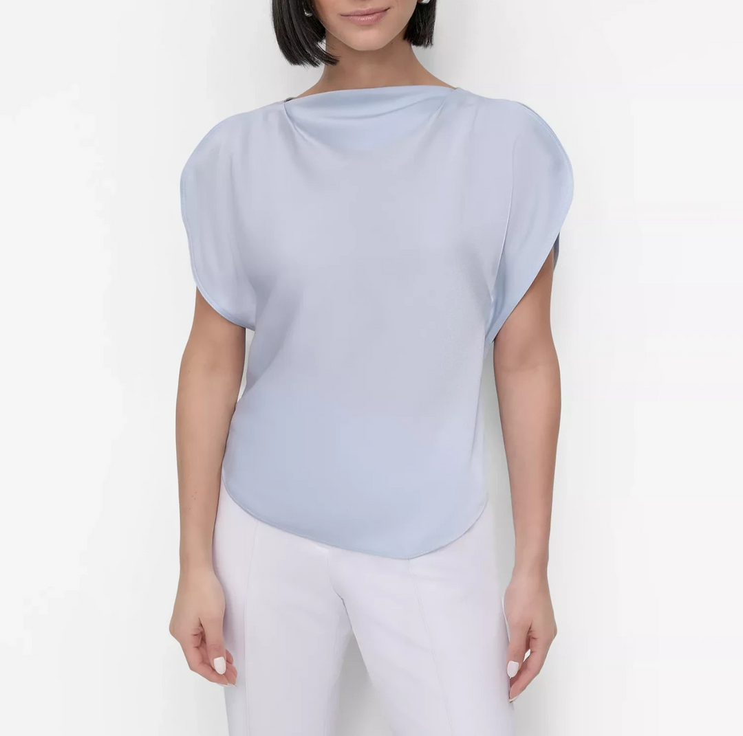 DKNY Women's Draped Boatneck Slit-Sleeve Blouse MSRP $59