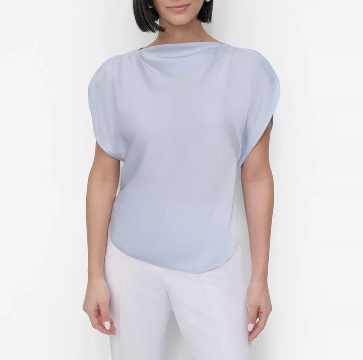 DKNY Women's Draped Boatneck Slit-Sleeve Blouse MSRP $59