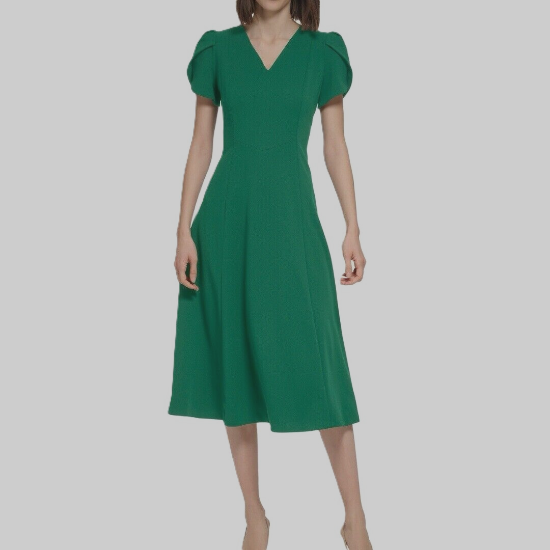 Calvin Klein Tulip-Sleeve Midi Dress MSRP $99
