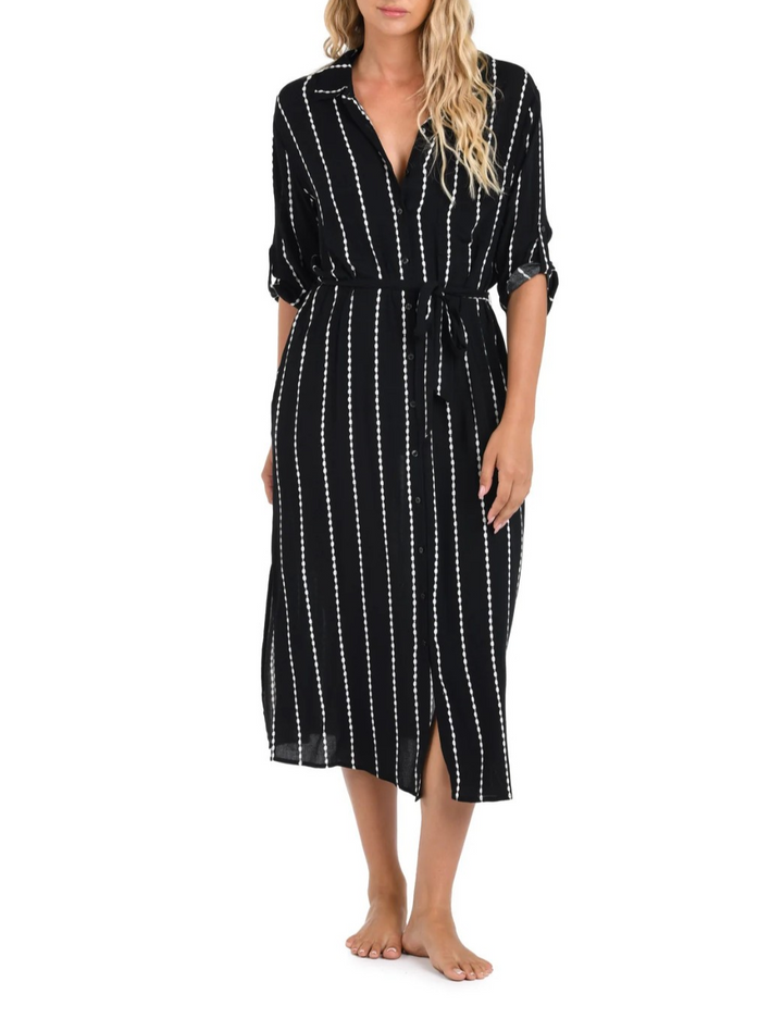 La Blanca City Lights Button-up Shirt Dress Cover-up MSRP $123