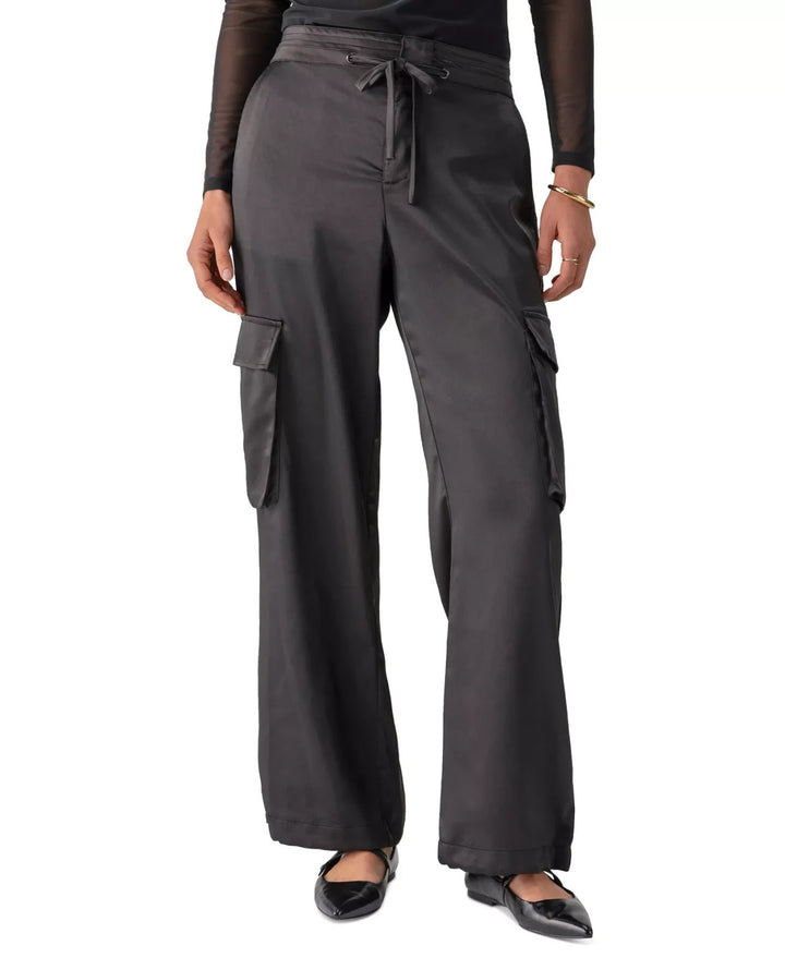 Sanctuary Women's Eve Semi-High-Rise Satin Cargo Pants MSRP $99