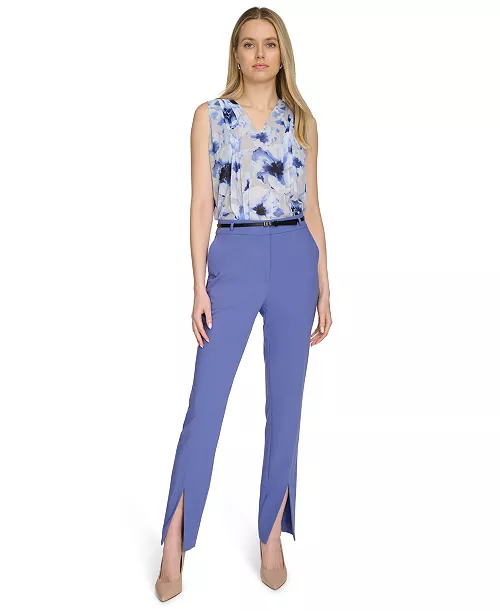 Calvin Klein Women's Front-Slit Slim-Leg Pants  MSRP $109