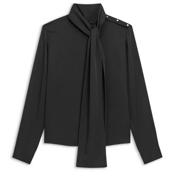 Theory Side Tie Neck Silk Blouse MSRP $375