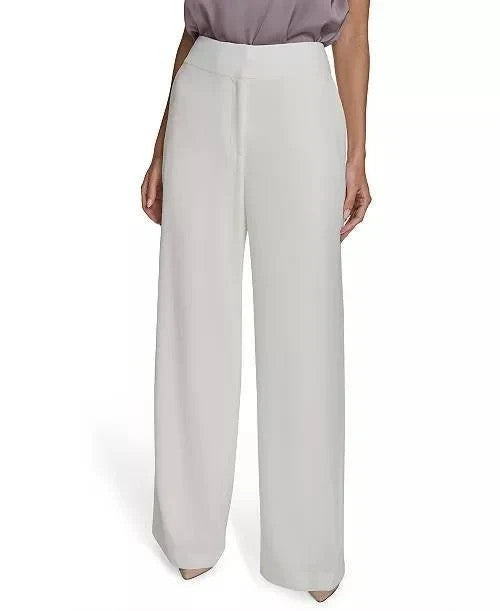 Calvin Klein Women's Cotton-Blend Wide-Leg Pants MSRP $109