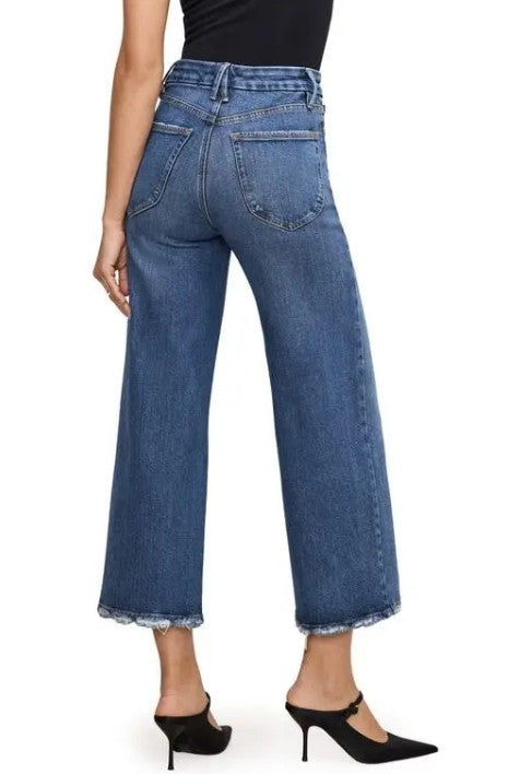 Good American Good Waist High Rise Cropped Palazzo Jeans MSRP $169