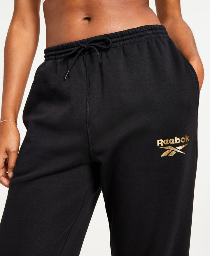 Reebok Women's Metallic Foil Logo Fleece Jogger Sweatpants MSRP $45