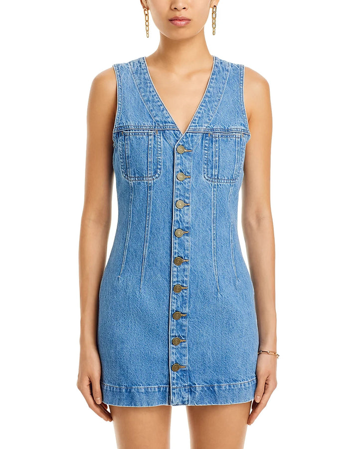 FRAME Trucker Sleeveless Denim Mini Dress MSRP $328