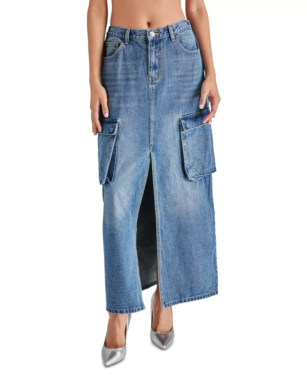 Steve Madden Women's Benson Slit-Front Patch-Pocket Skirt MSRP $99