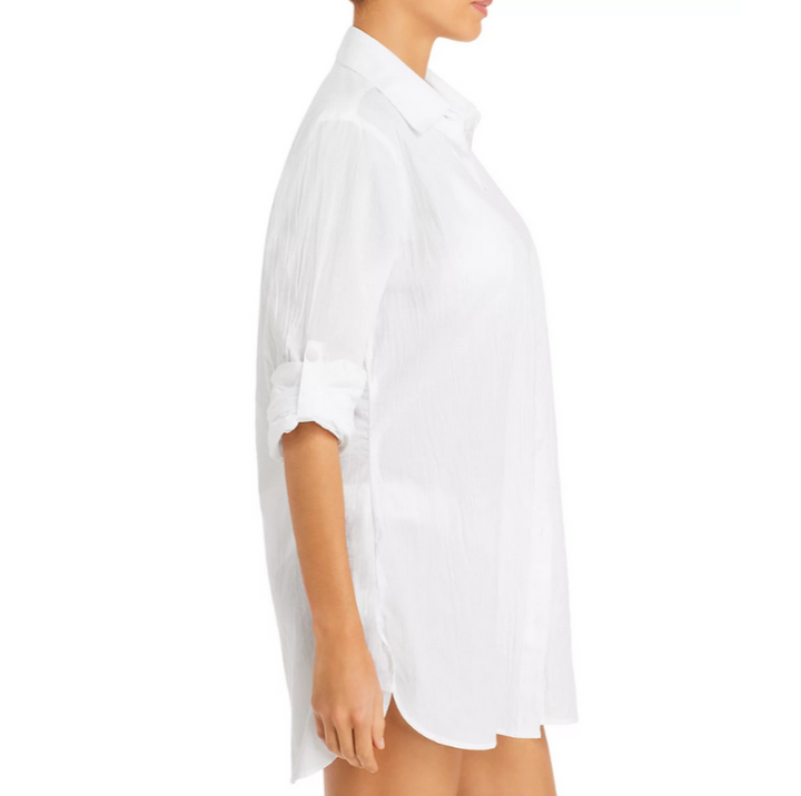 Tommy Bahama Crinkle Boyfriend Shirt Swim Cover-Up MSRP $78