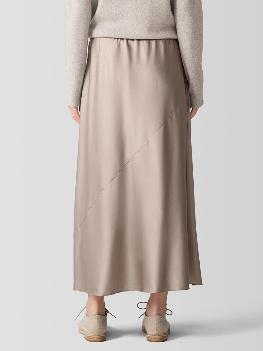 EILEEN FISHER Stretch Silk Charmeuse Bias Skirt MSRP $278