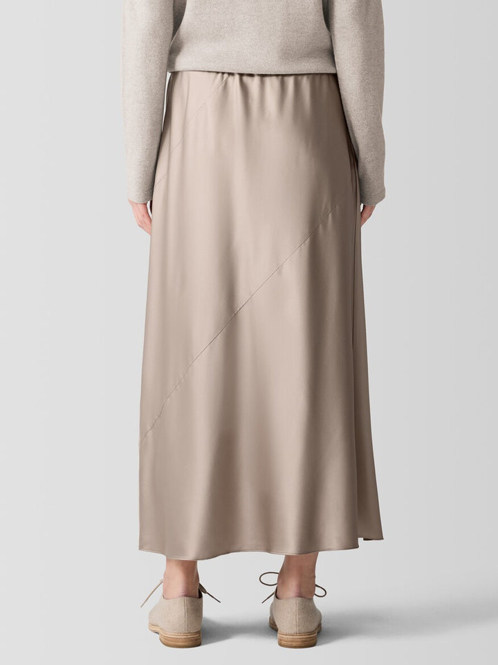EILEEN FISHER Stretch Silk Charmeuse Bias Skirt MSRP $278