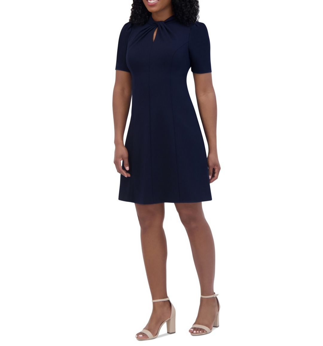 Jessica Howard Petite Twist-Neck Short-Sleeve Dress MSRP $119