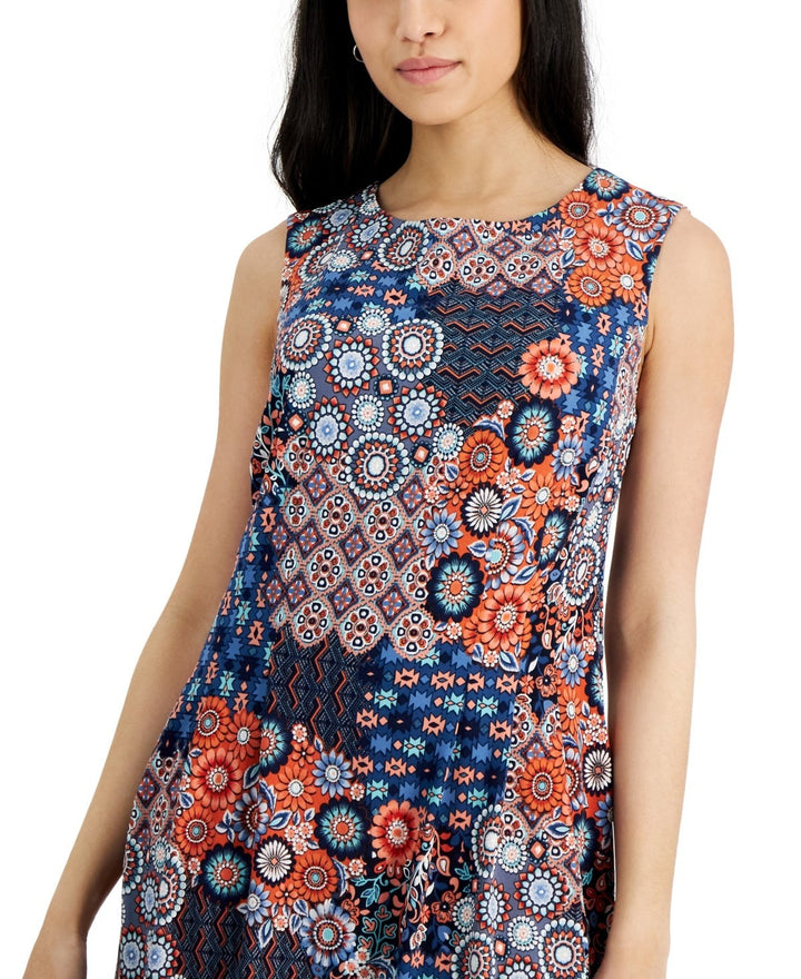 Connected Printed Round-Neck Sleeveless Jersey Dress MSRP $69