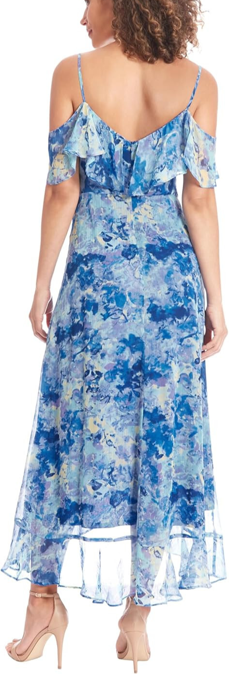 London Times Cold-Shoulder Ruffle Maxi Dress MSRP $89