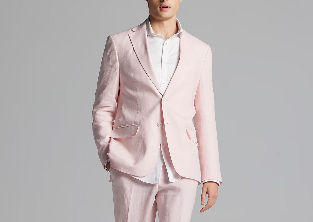 Bar III Men's Slim-Fit Linen Suit Jackets - Pink Solid MSRP $360