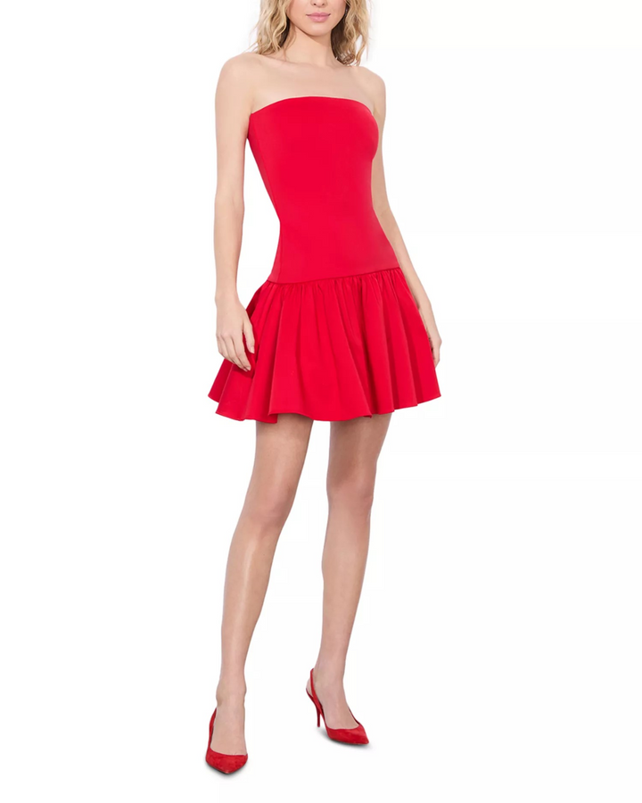 Alice and Olivia Oriana Strapless Drop Waist Mini Dress MSRP $295