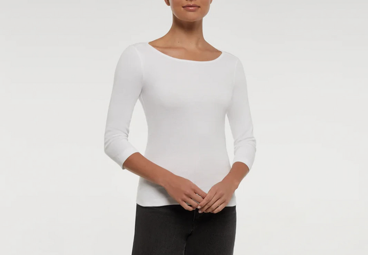 Three Dots Women's Boat-Neck 3/4-Sleeve T-Shirt MSRP $55