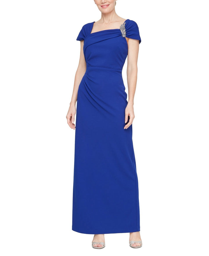 Alex Evenings Petite Scuba-Crepe Cap-Sleeve Dress MSRP $199
