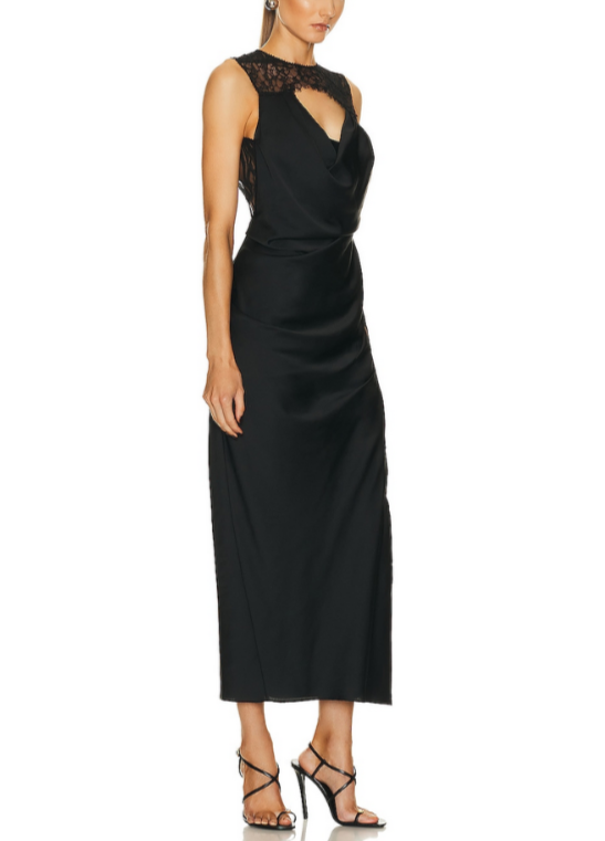SIMKHAI Lace Trim Cutout Gown MSRP $895