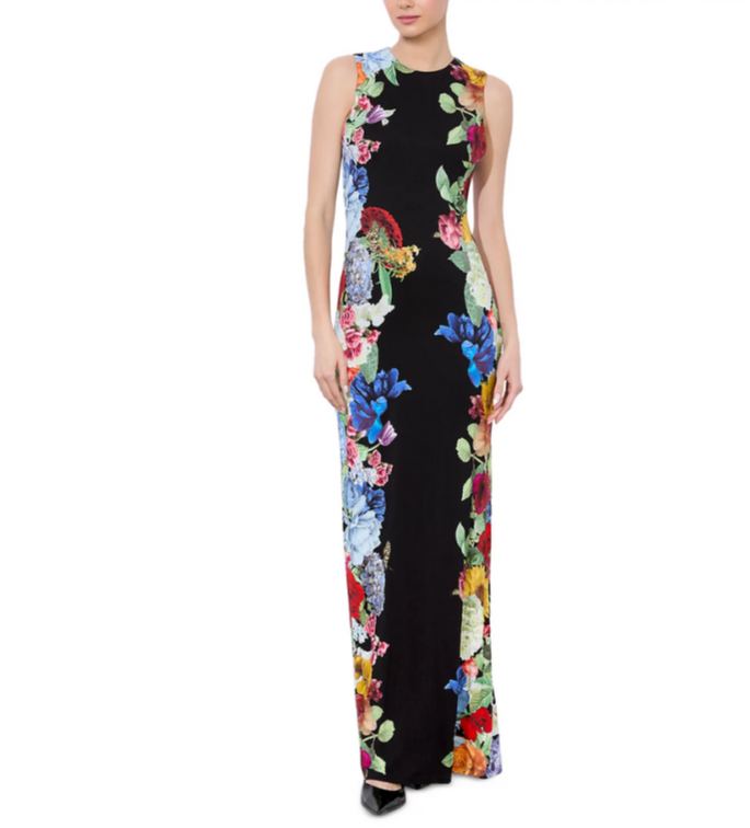 Alice and Olivia Delora Open Back Maxi Dress MSRP $495
