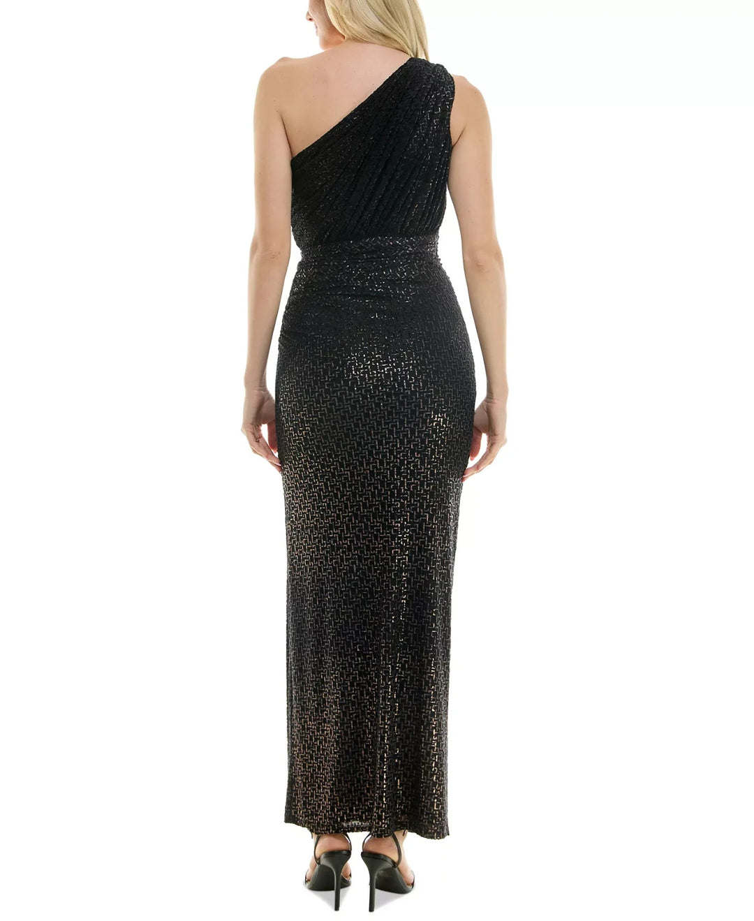 Taylor One-Shoulder Velvet Burnout Gown MSRP $228