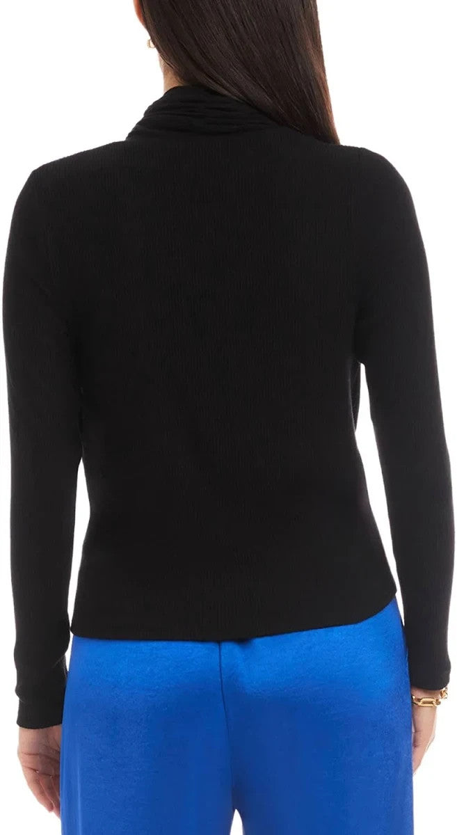 Karen Kane Long Sleeve Ribbed Drape Front Crossover Top MSRP $138