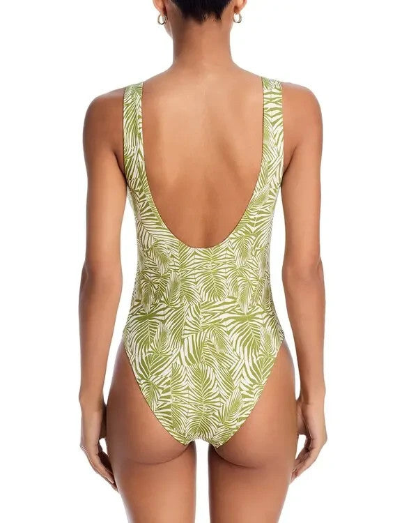 Aqua printed one-piece swimsuit MSRP $108