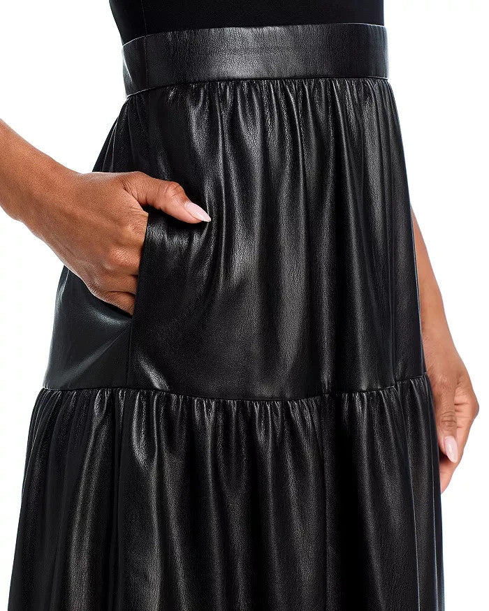 Alice and Olivia Chara Sleeveless Faux Leather Midi Dress MSRP $465