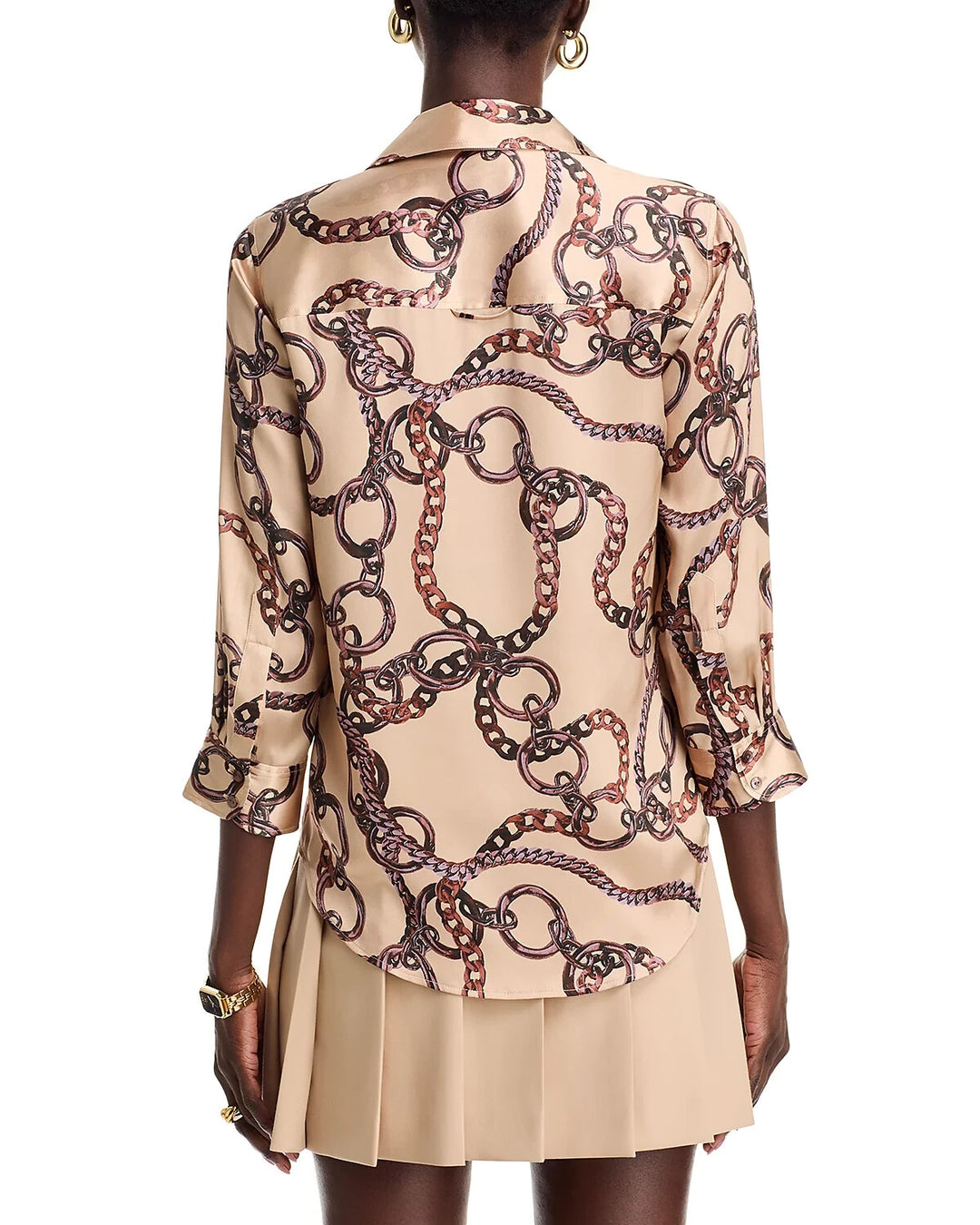 L'AGENCE Dani Silk Chain Blouse MSRP $380