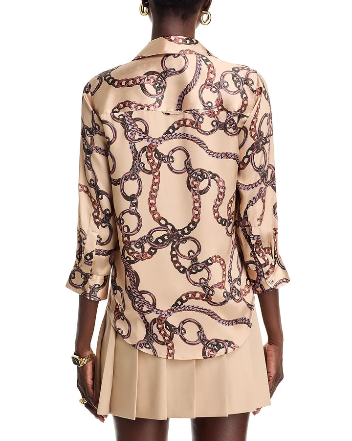 L'AGENCE Dani Silk Chain Blouse MSRP $380