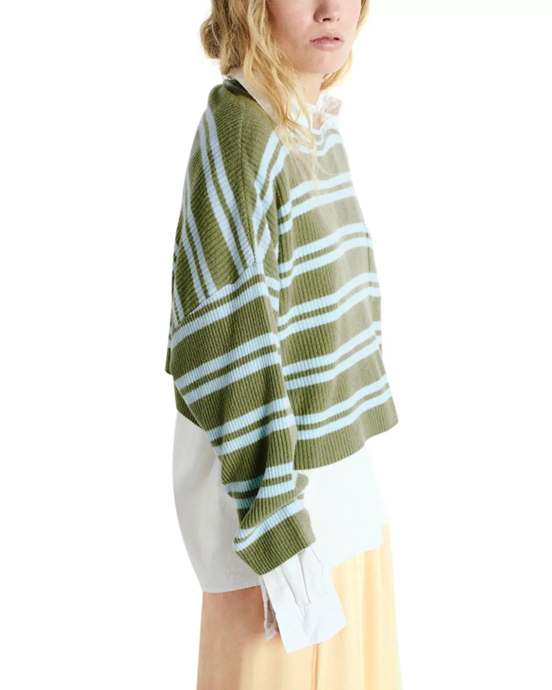 American Vintage Cropped Striped Wool Sweater MSRP $225