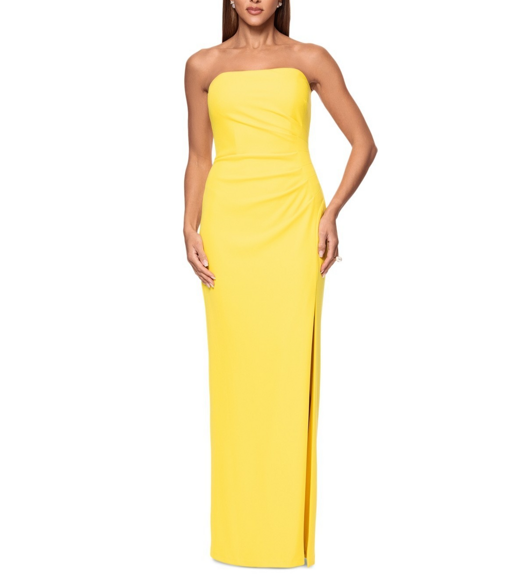 XSCAPE Women's Ruched Strapless Gown MSRP $219