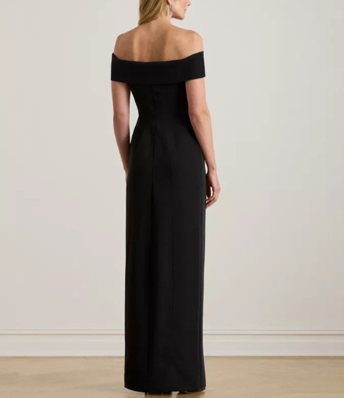 Lauren Ralph Lauren Crepe Off-the-Shoulder Gown MSRP $245