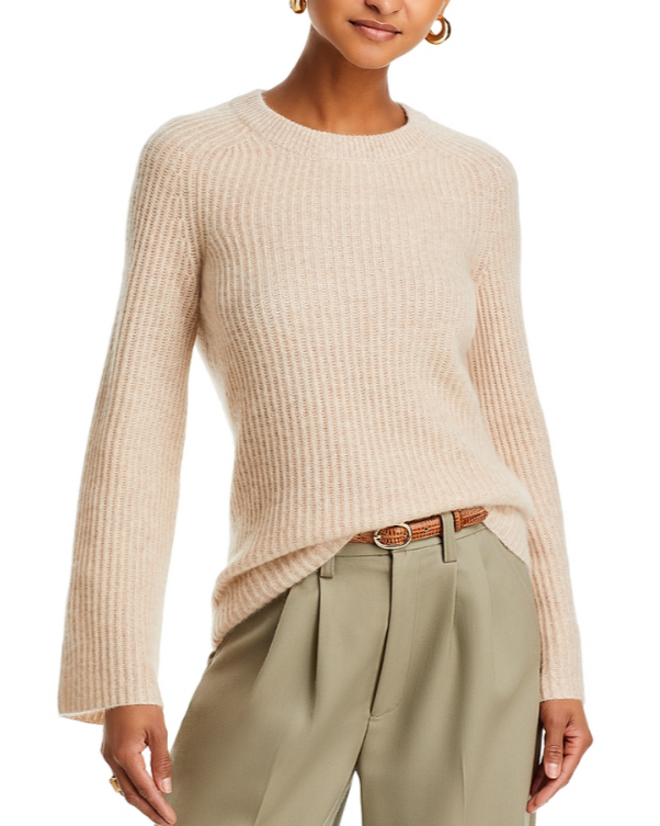 C by Cashmere Ribbed Crewneck Sweater MSRP $198