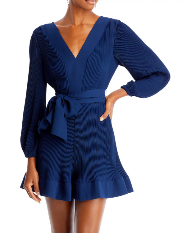 MILLY Liv Belted Pleated Dress MSRP $395