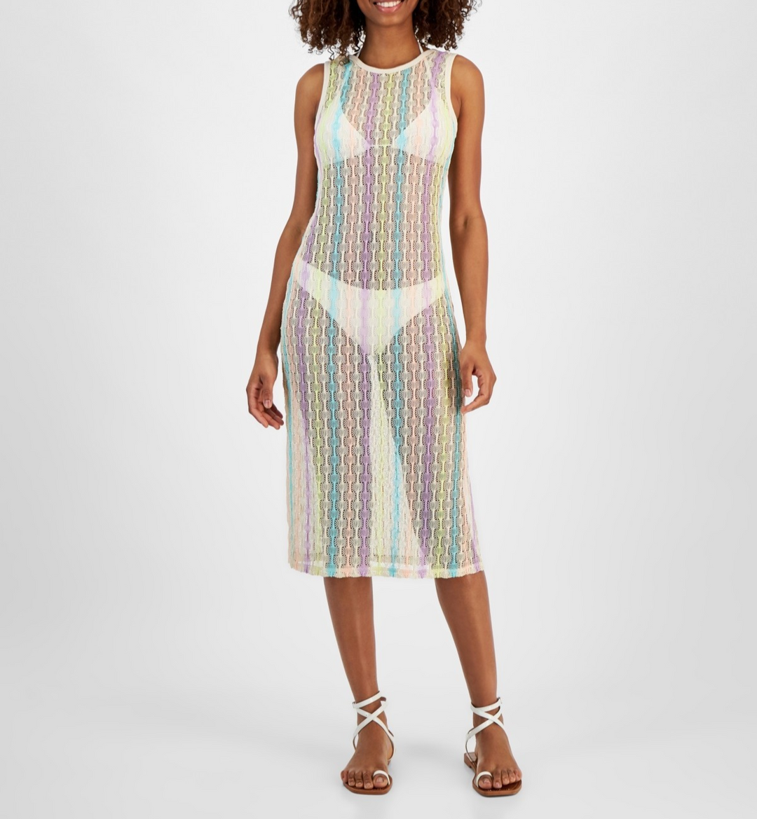 Miken Open Knit Sleeveless Cover Up Dress MSRP $38