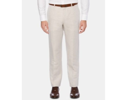 Perry Ellis Men's Portfolio Modern-Fit Linen/Cotton Solid Dress Pants