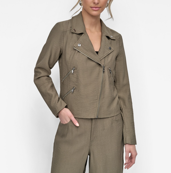 DKNY Women's Zipper Detailed Crinkle Jacket MSRP $139