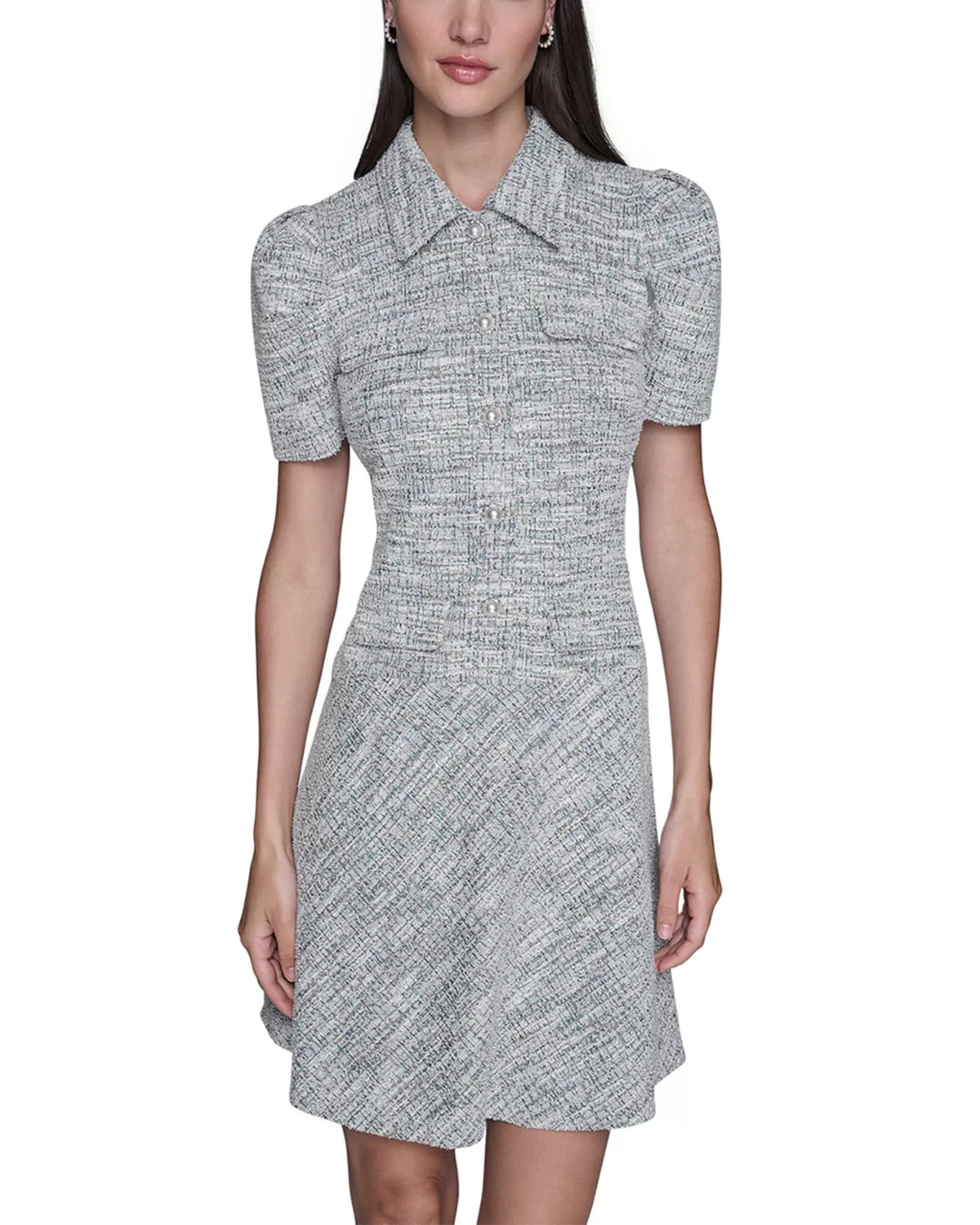 KARL LAGERFELD PARIS Tweed Knit A Line Dress MSRP $179