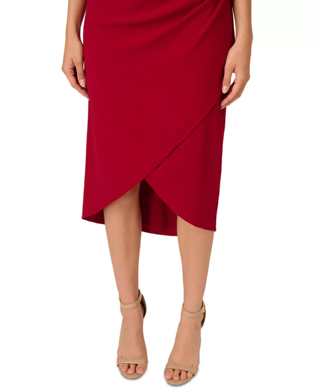 Adrianna Papell Petite Beaded-Shoulder Ruched-Side Dress MSRP $249