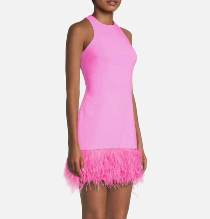 LIKELY Cami Feather Trim Dress MSRP $328