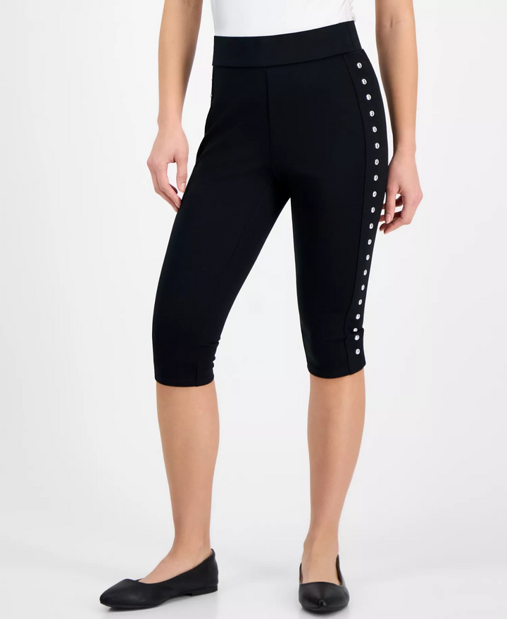 Bar Iii Petite Side-Studded Ponte Capri Pants MSRP $49