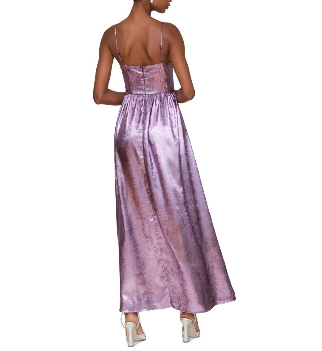 Avec Les Filles Women's Metallic Foiled Sleeveless Maxi Dress MSRP $188 BLM