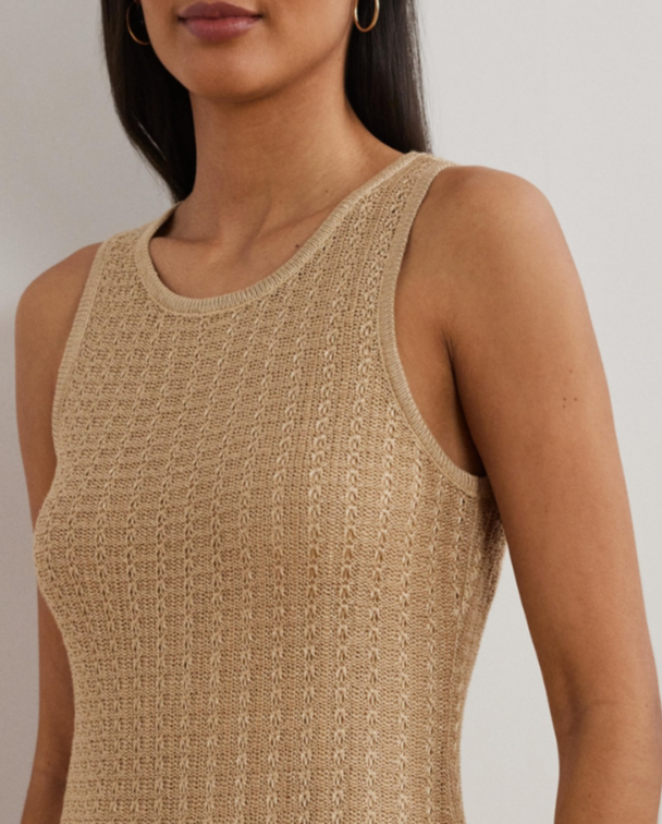 Lauren Ralph Lauren Pointelle-Knit Sleeveless Sweater Dress MSRP $265