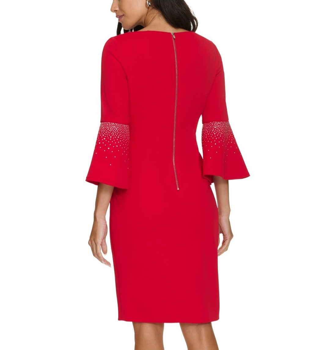 Calvin Klein Embellished Bell-Sleeve Sheath Dress MSRP $139