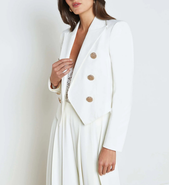 L'AGENCE Lila Open-Front Blazer in White MSRP $595