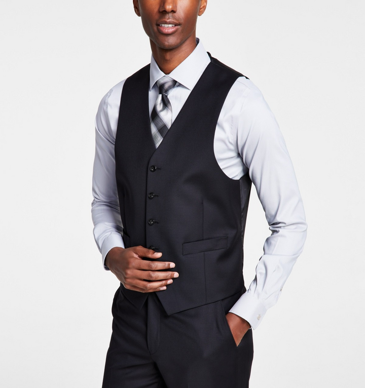 Michael Kors Classic-Fit Wool-Blend Stretch Solid Suit Vest MSRP $125