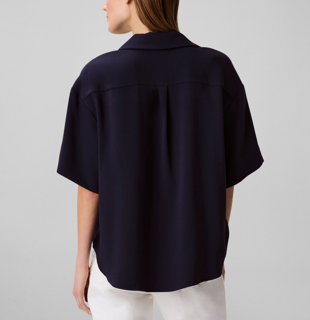 Calvin Klein Women's Collared Draped Faux-Wrap Top MSRP $79