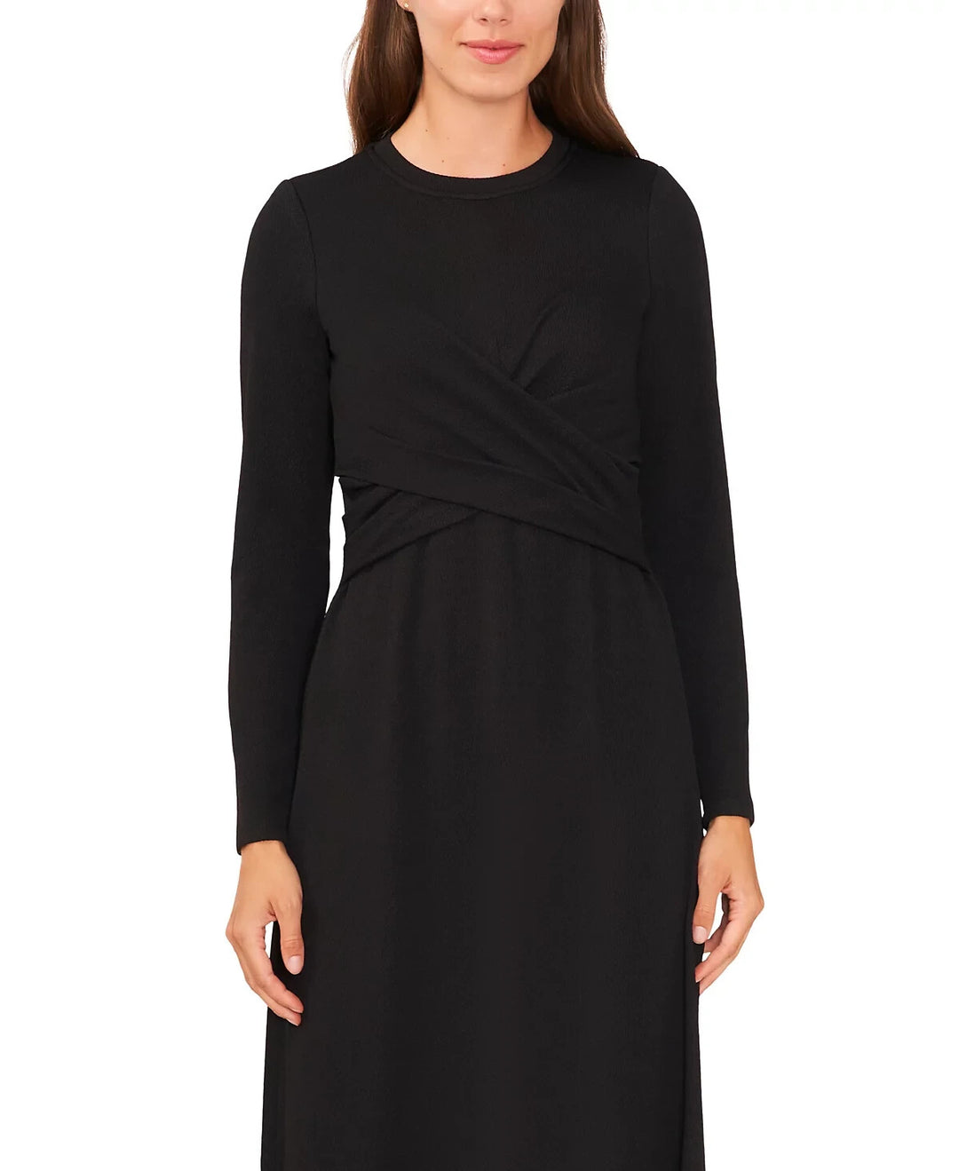 MSK Petite Cross-Over-Front Long-Sleeve Dress MSRP $89